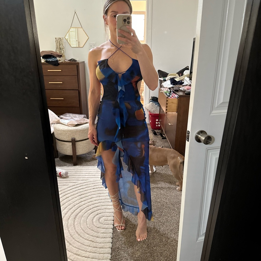 Beachy Blue and Yellow Women's Dress